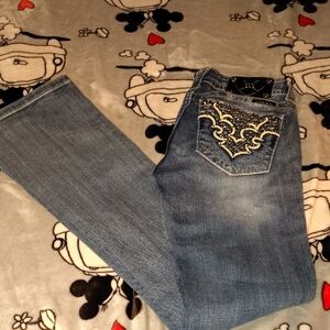 Miss Me Blue Boot Cut Jeans with Embellished Pocket